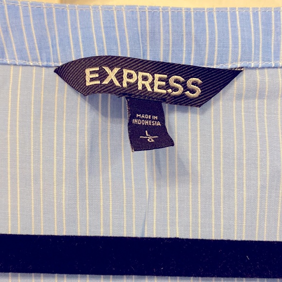 Express size Large blue with white pinstripes lace trim sleeveless summer top - Picture 5 of 5